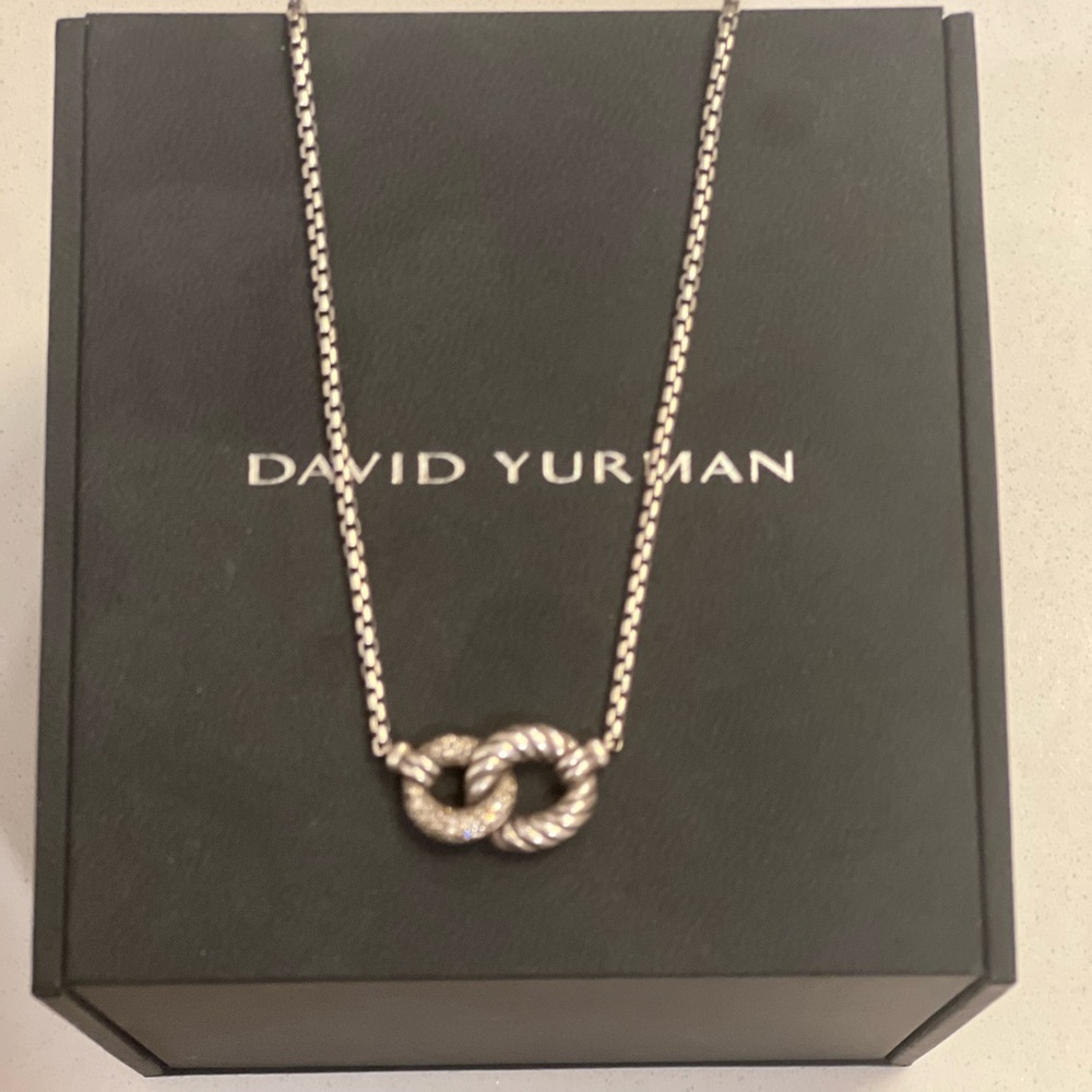 David Yurman Belmont Double Curb link with diamonds necklace